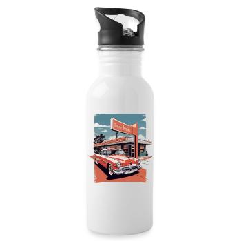 Classic Cars 1950 - Water bottle with straw - white - Right