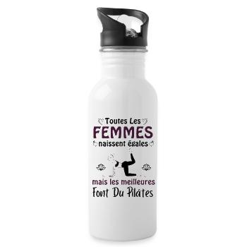 les meilleures femmes font du pilates 2 - Gourde avec paille intégrée - blanc - Droite
