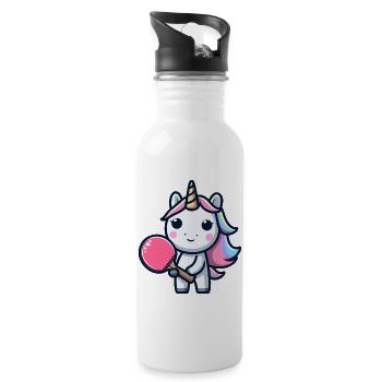 Licorne Licorne avec raquette de tennis de table pour - Gourde avec paille intégrée - blanc - Droite