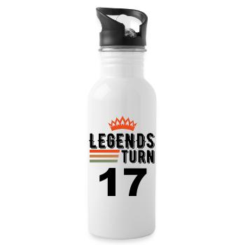 17 Geburtstag, Legenden werden 17 Jahre alt - Trinkflasche mit integriertem Trinkhalm - Weiß - Rechts