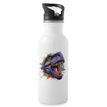 Tête de dinosaure t-rex avec un style graffiti - Gourde avec paille intégrée - blanc - Droite