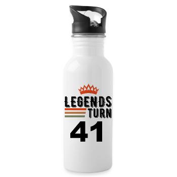 41 Birthday, Legends turn 41 - Water bottle with straw - white - Right