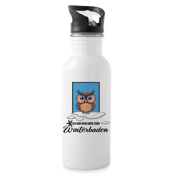 Eisbaden Winterschwimmen Eule Winterbad - Trinkflasche mit integriertem Trinkhalm - Weiß - Rechts