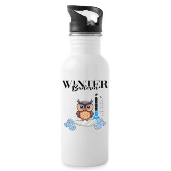 Winterbaderin Eisbaden Winterschwimmen Wintereule - Trinkflasche mit integriertem Trinkhalm - Weiß - Rechts
