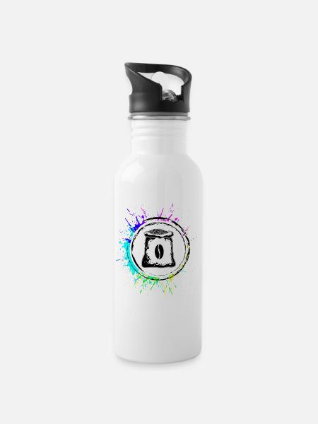 Coffee Beans Coffee - Water bottle with straw - white