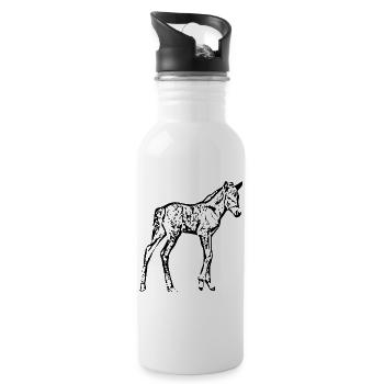 Pferde T-shirt Geschenk Reiter  - Trinkflasche mit integriertem Trinkhalm - Weiß - Rechts