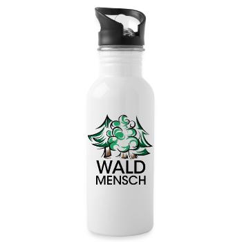 waldmensch bäume logo Wald Wälder Logo Symbol icon - Trinkflasche mit integriertem Trinkhalm - Weiß - Rechts