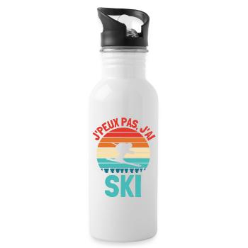 Ski skieur - Gourde avec paille intégrée - blanc - Droite