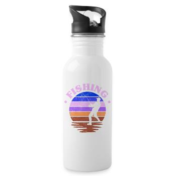 Fishing, Angler, Fisherman Fishing and Pike Fishing - Water bottle with straw - white - Right