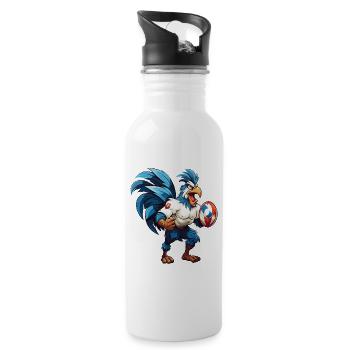 Rugby France Coq Ballon De Rugby Joueur Fan De Sport - Gourde avec paille intégrée - blanc - Droite