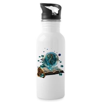 Ein niedliches Seepferdchen - Trinkflasche mit integriertem Trinkhalm - Weiß - Rechts