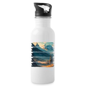 Landschaft, Natur, Wald - Trinkflasche mit integriertem Trinkhalm - Weiß - Rechts