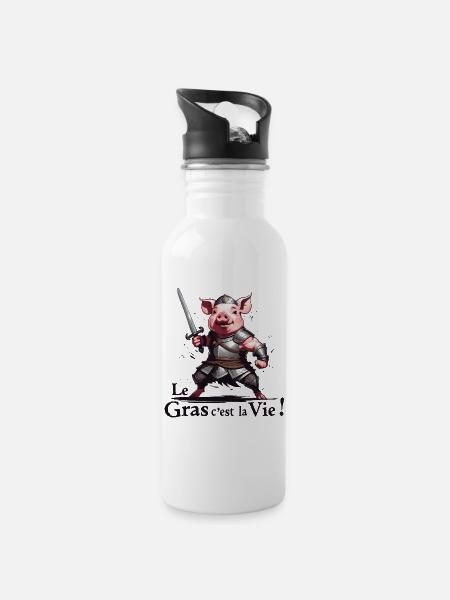 Le gras cest la vie ! légende de Camelot - Gourde avec paille intégrée - blanc