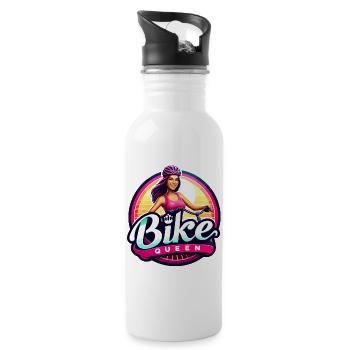 Bike Queen Empowerment Design - Trinkflasche mit integriertem Trinkhalm - Weiß - Rechts