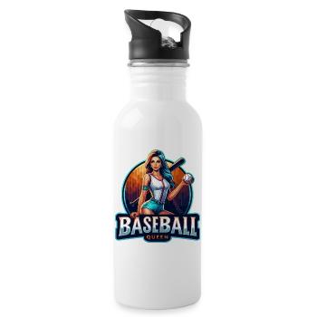 Illustration rétro de la reine du baseball - Gourde avec paille intégrée - blanc - Droite
