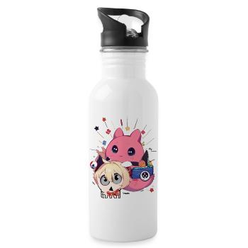 Otaku Anime Manga Japon Animaux Hamster Rose Gothique - Gourde avec paille intégrée - blanc - Droite