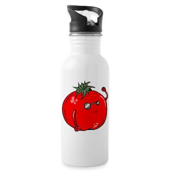 Humorvoller Tomate mit Sonnenbrille - Trinkflasche mit integriertem Trinkhalm - Weiß - Rechts