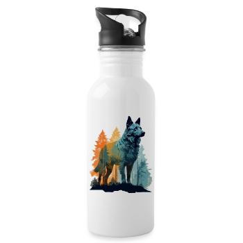 Hund in der Wildnis - Trinkflasche mit integriertem Trinkhalm - Weiß - Rechts