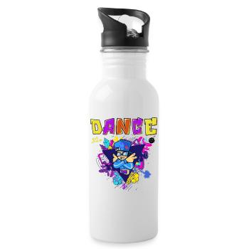 Vibranter Breakdance-Style Druckdesign - Trinkflasche mit integriertem Trinkhalm - Weiß - Rechts