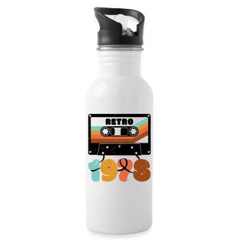 1978 Retro-Musikkassette - Trinkflasche mit integriertem Trinkhalm - Weiß - Rechts