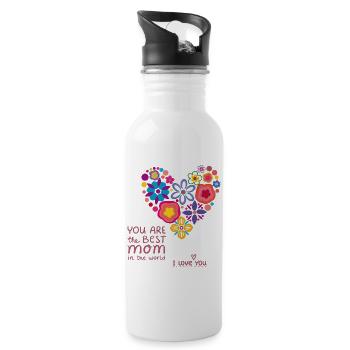 best Mom Muttertag - Trinkflasche mit integriertem Trinkhalm - Weiß - Rechts