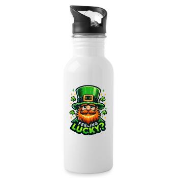 Feeling Lucky Leprechaun: St. Patrick's Day gift - Water bottle with straw - white - Right