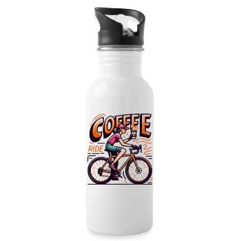 Lebendige Kaffeefahrt Illustration - Trinkflasche mit integriertem Trinkhalm - Weiß - Rechts
