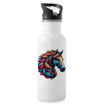 Cheval - Gourde avec paille intégrée - blanc - Droite