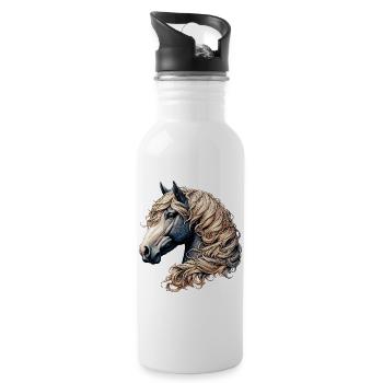 Pferd - Trinkflasche mit integriertem Trinkhalm - Weiß - Rechts