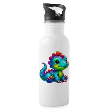 Dinosaurier - Trinkflasche mit integriertem Trinkhalm - Weiß - Rechts