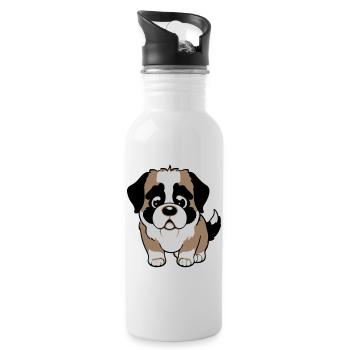 St. Bernard dog - Water bottle with straw - white - Right
