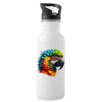 Papagei - Trinkflasche mit integriertem Trinkhalm - Weiß - Rechts