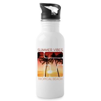 Summer vibes tropical beach - Gourde avec paille intégrée - blanc - Droite