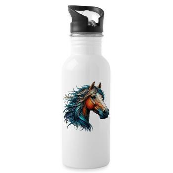 Cheval - Gourde avec paille intégrée - blanc - Droite