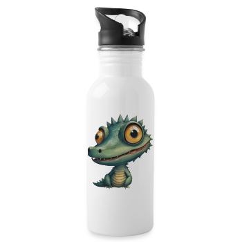 Funny Crocodile - Trinkflasche mit integriertem Trinkhalm - Weiß - Rechts