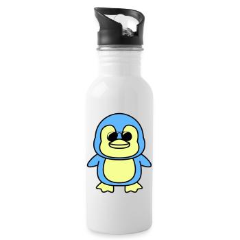pinguin comic cool - Trinkflasche mit integriertem Trinkhalm - Weiß - Rechts
