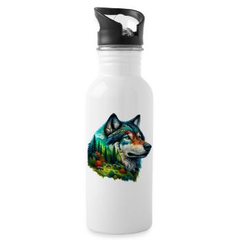 Loup - Gourde avec paille intégrée - blanc - Droite