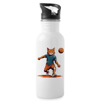 Handball Cat Iconic Streetwear Style - Water bottle with straw - white - Right