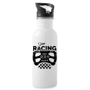 sim racing gamer Formel Lenkrad Zielflagge Symbol - Trinkflasche mit integriertem Trinkhalm - Weiß - Rechts
