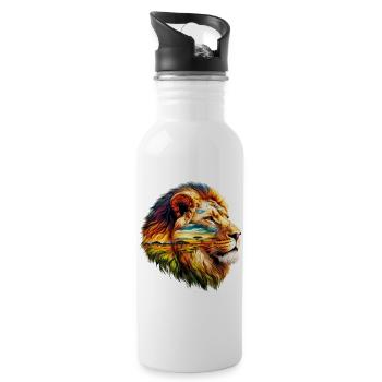 Löwe - Trinkflasche mit integriertem Trinkhalm - Weiß - Rechts