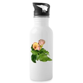 Fleurs de Calla en vert - Gourde avec paille intégrée - blanc - Droite