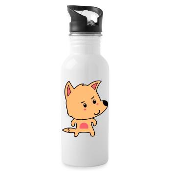 fuchs comic - Trinkflasche mit integriertem Trinkhalm - Weiß - Rechts