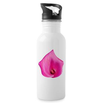 Pink Calla Blossom - Water bottle with straw - white - Right