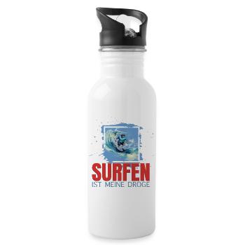 Surfen ist meine Droge - Trinkflasche mit integriertem Trinkhalm - Weiß - Rechts