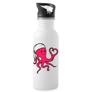octopus in love pirat - Trinkflasche mit integriertem Trinkhalm - Weiß - Rechts