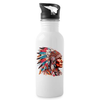 American Indian American Red Skin - Water bottle with straw - white - Right