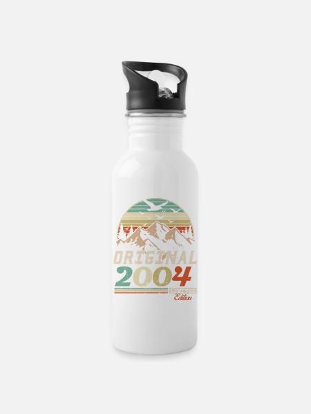 2004 vintage anniversaire rétro vintage cadeau - Gourde avec paille intégrée - blanc