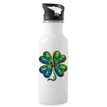 Four-leaf clover - Water bottle with straw - white - Right