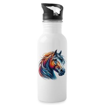 Cheval - Gourde avec paille intégrée - blanc - Droite