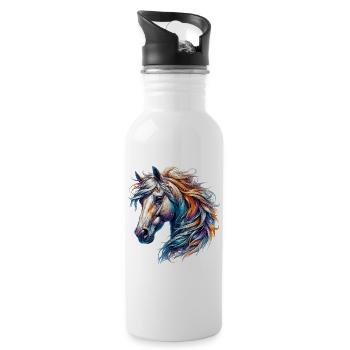 Cheval - Gourde avec paille intégrée - blanc - Droite